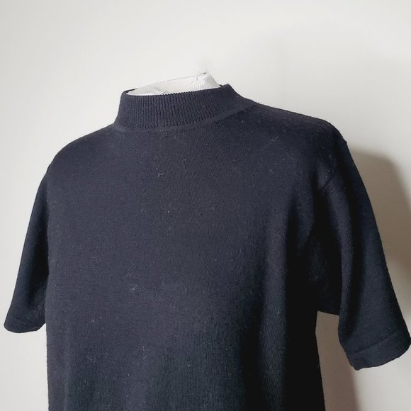 VINTAGE HUDSON'S BAY Black Wool Mock Neck Back Zip Sweater - Picture 5 of 9